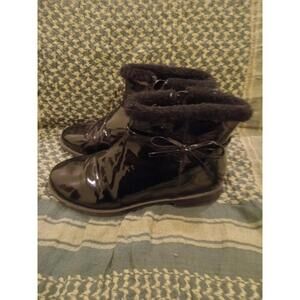Gymboree Black Patent Leather Bow Boots Girl's Size 2    sb9